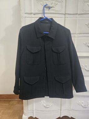 Men's Black Field Jacket with Four Flap Pockets